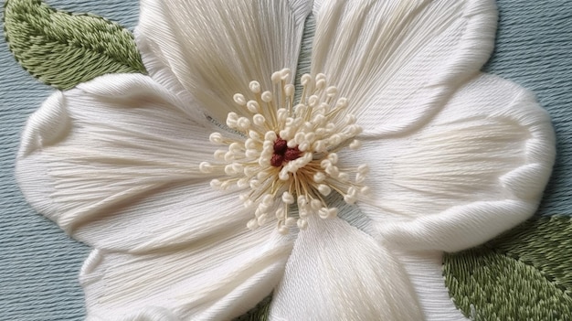 ręcznie haftowana tkanina z kwiatowym wzorem